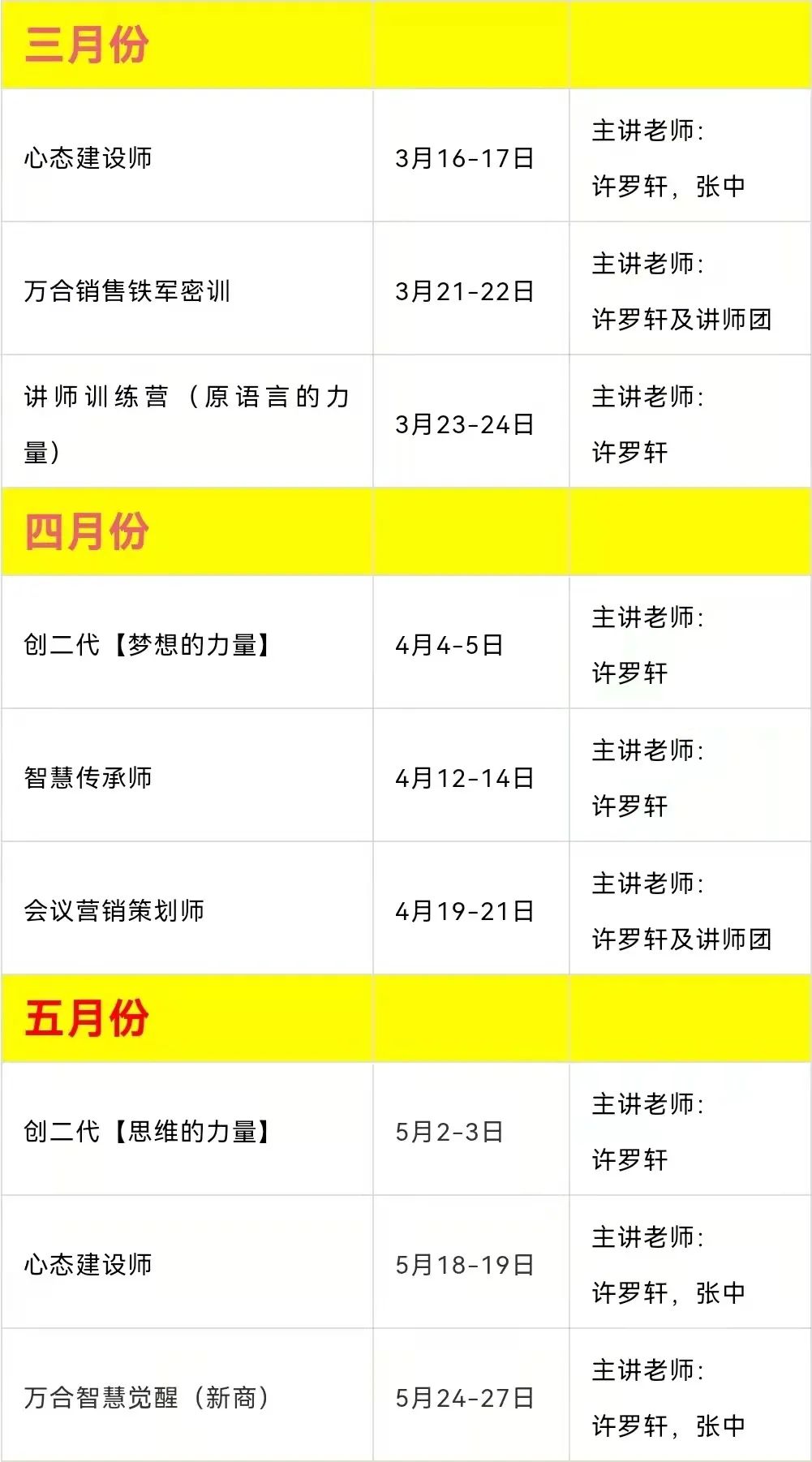 萬合恒業3-5月會議時（shí）間表